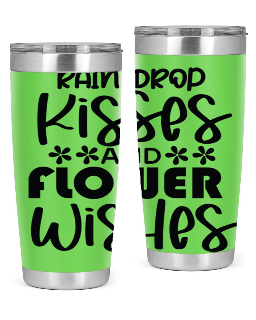 Rain drop kisses and flower 398#- spring- Tumbler