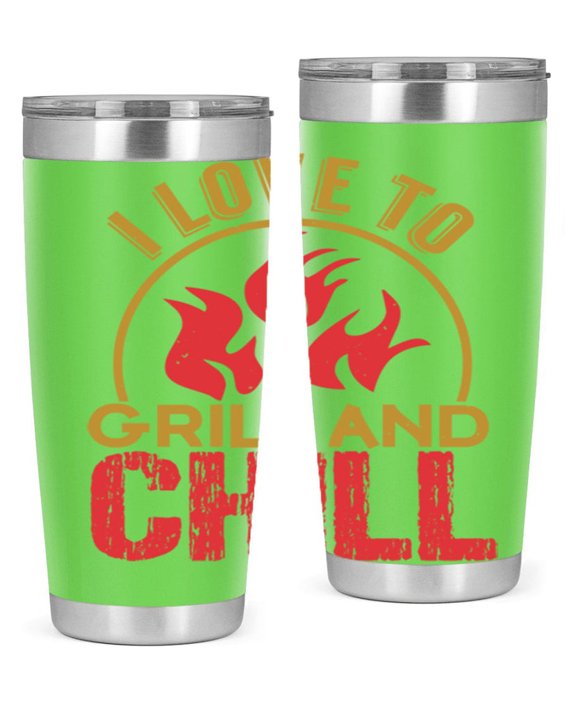 i love to grill and chill 38#- bbq- Tumbler