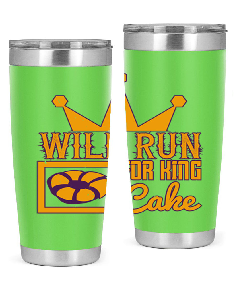 will run for king cake 28#- mardi gras- Tumbler