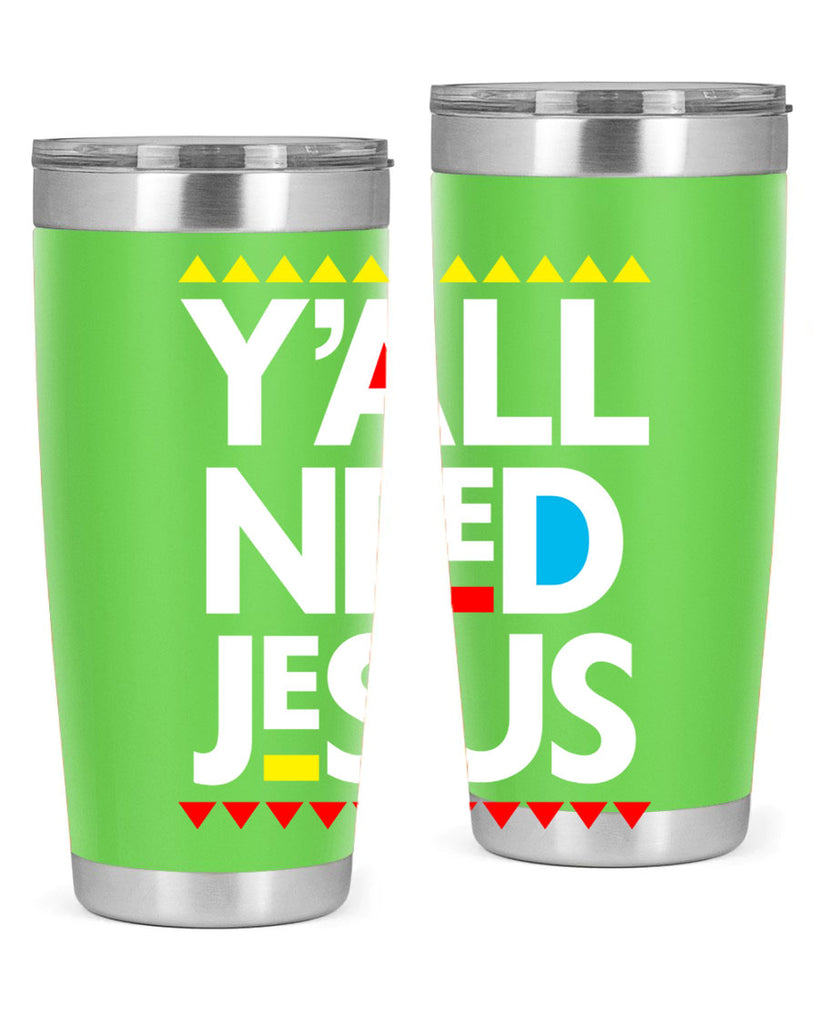 yall need jesus 4#- black words phrases- Cotton Tank