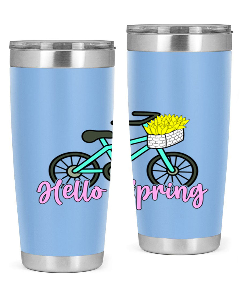 Hello Spring Bicycle with flowers189#- spring- Tumbler