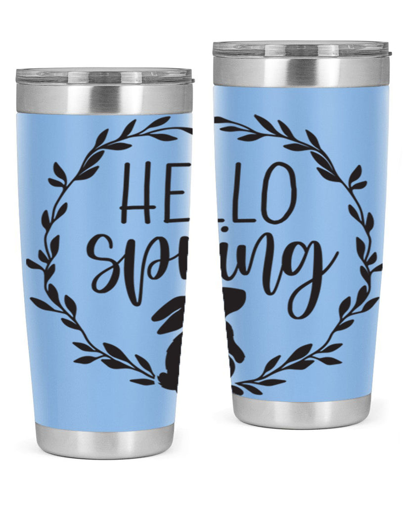 Hello Spring Bunny Wreath192#- spring- Tumbler