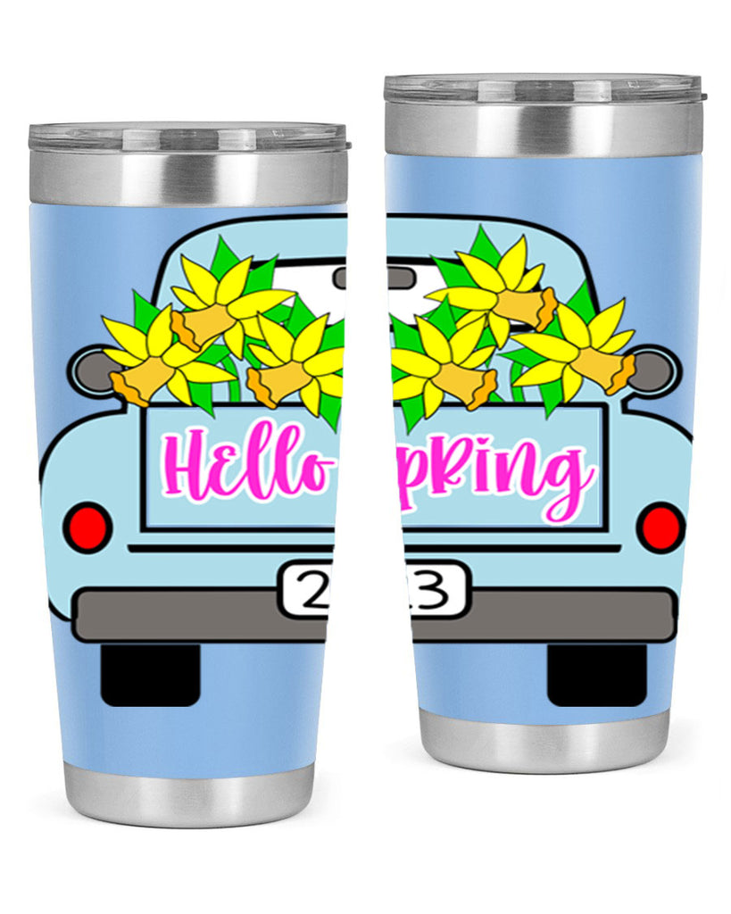 Hello Spring Farm truck with daffodils196#- spring- Tumbler