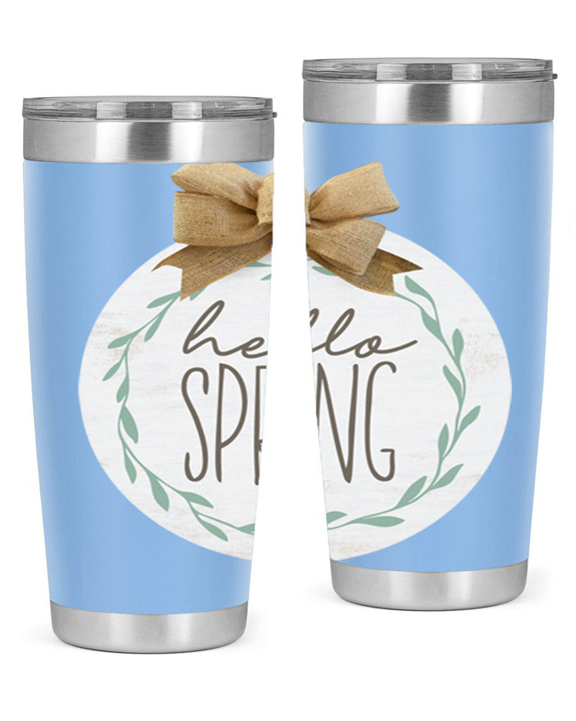 Hello Spring Wreath leaves Mockup209#- spring- Tumbler