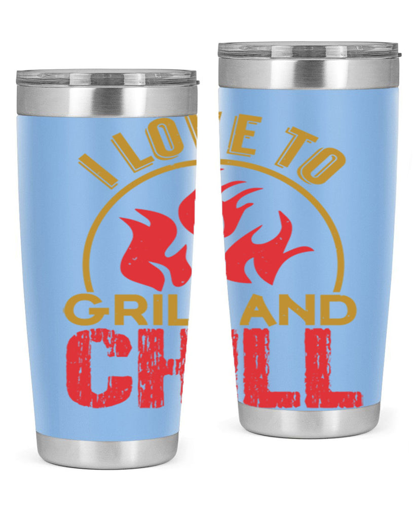 i love to grill and chill 38#- bbq- Tumbler