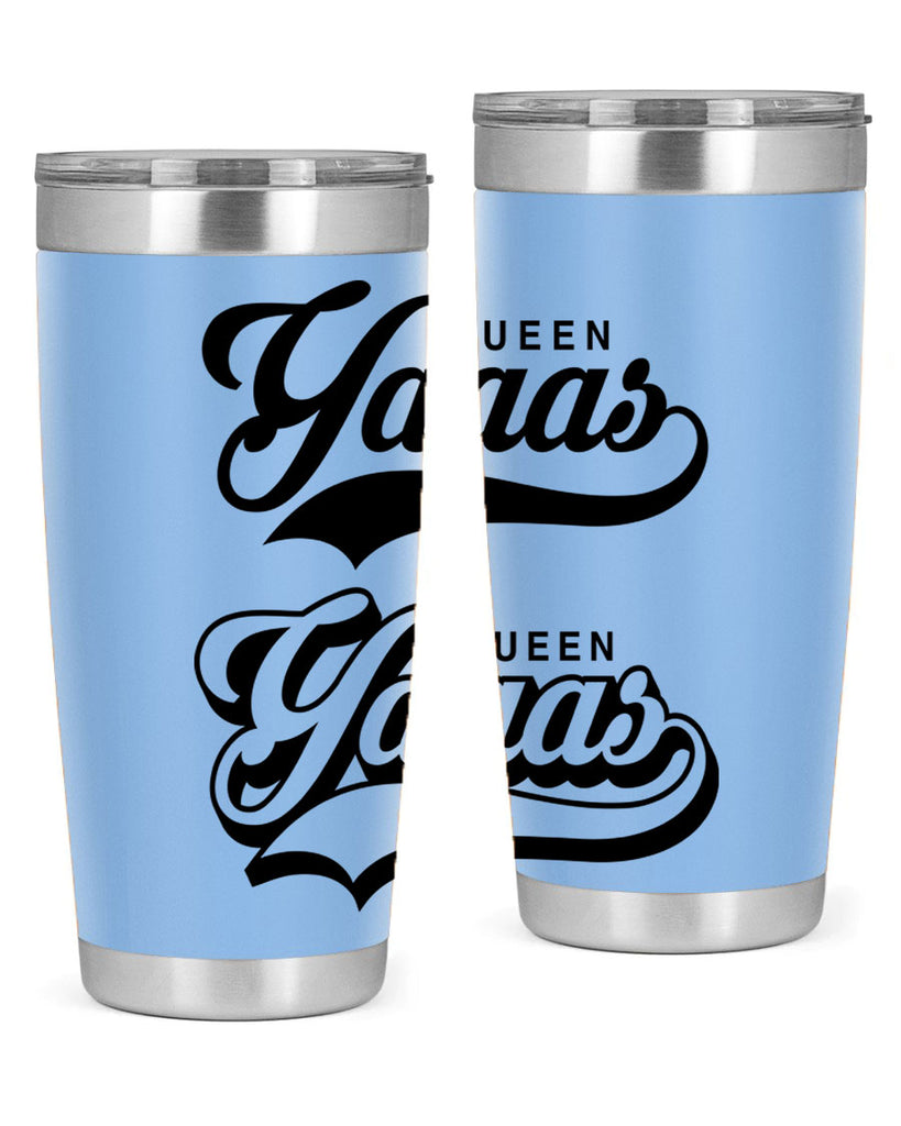 yaaas queen script 5#- black words phrases- Cotton Tank