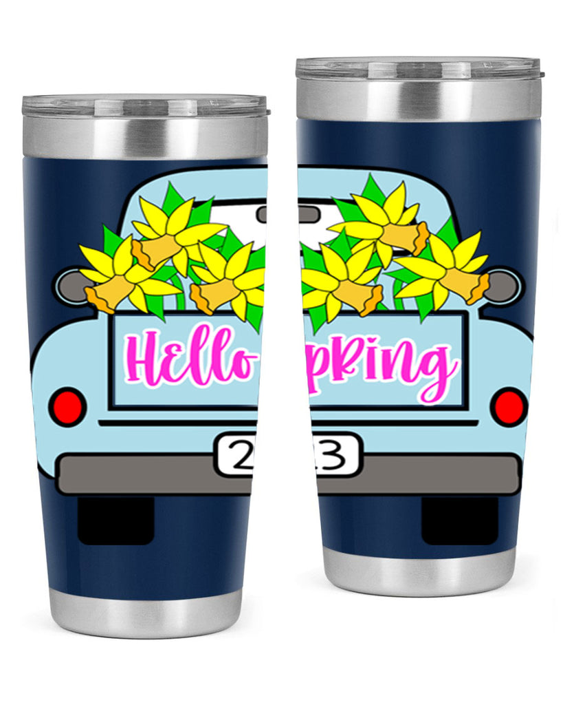 Hello Spring Farm truck with daffodils196#- spring- Tumbler