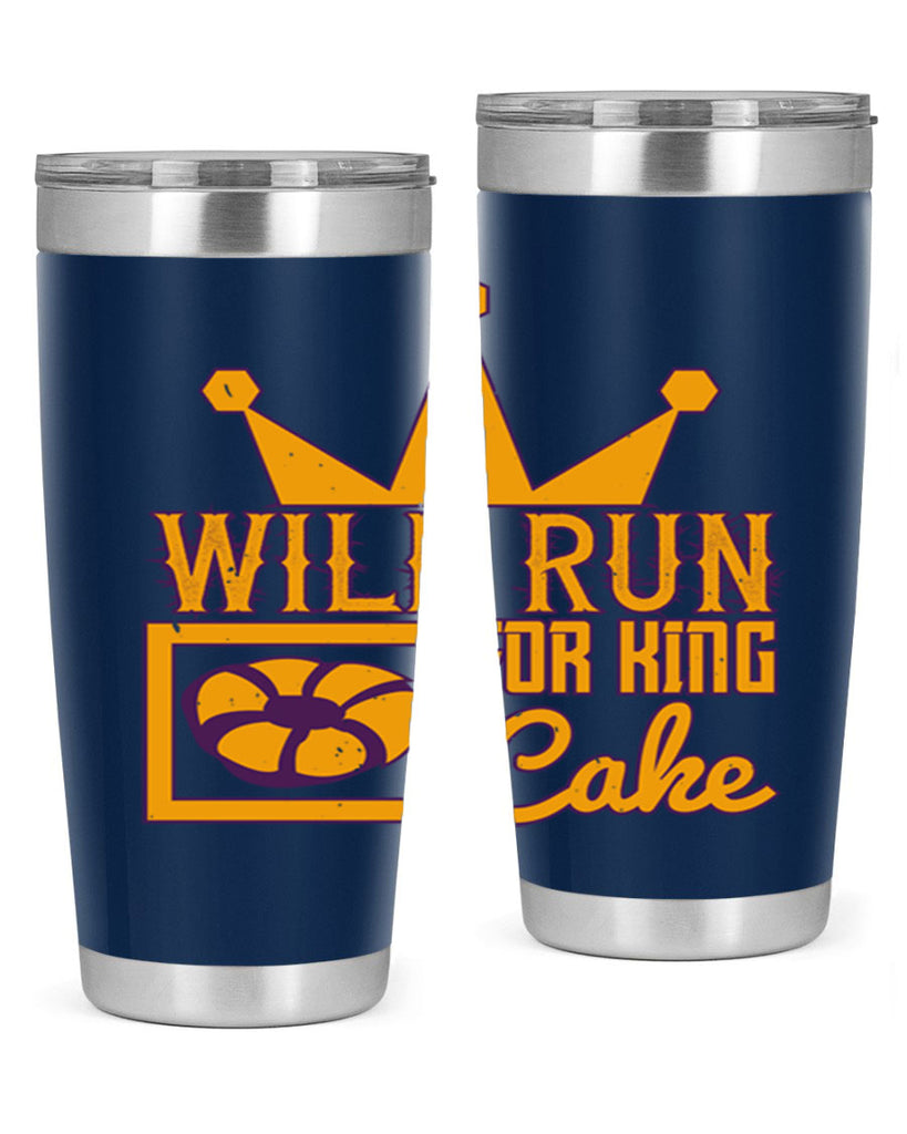 will run for king cake 28#- mardi gras- Tumbler