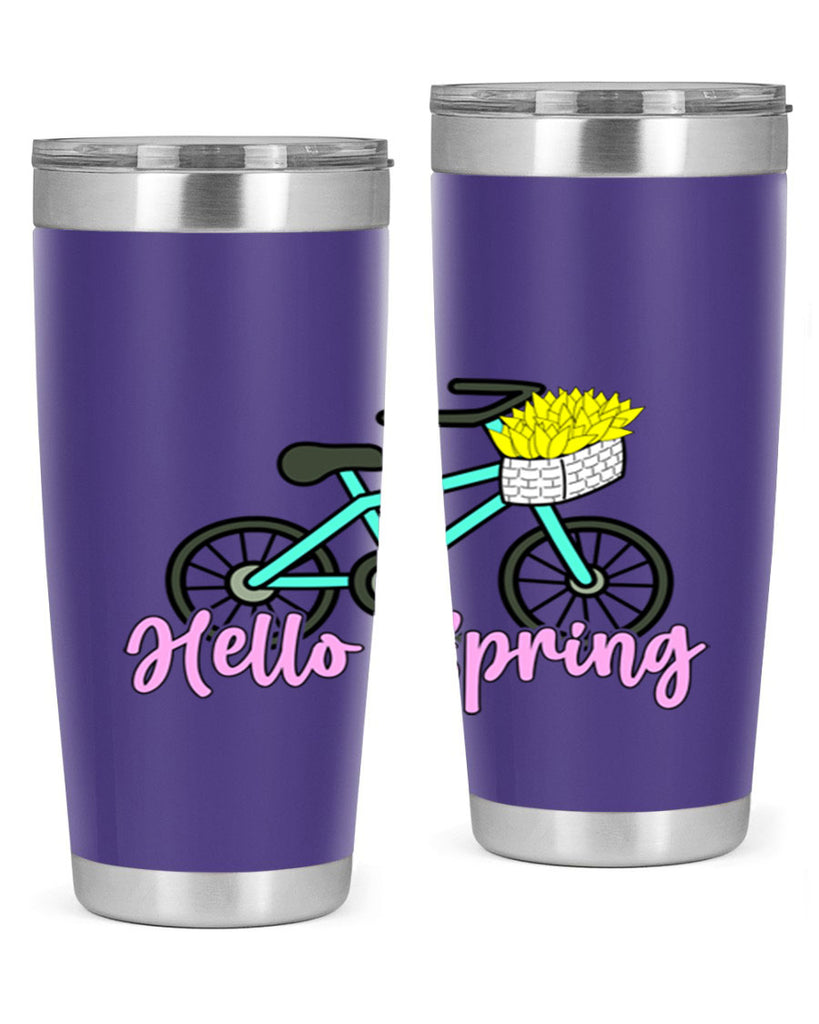 Hello Spring Bicycle with flowers189#- spring- Tumbler