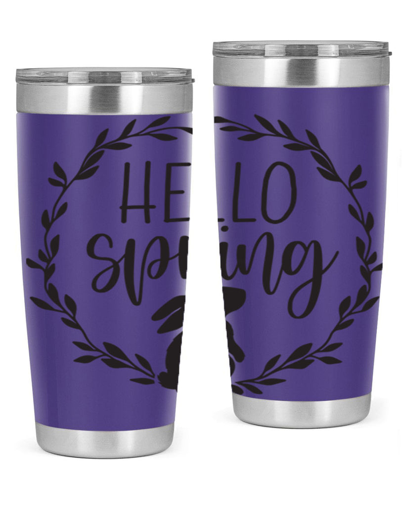 Hello Spring Bunny Wreath192#- spring- Tumbler