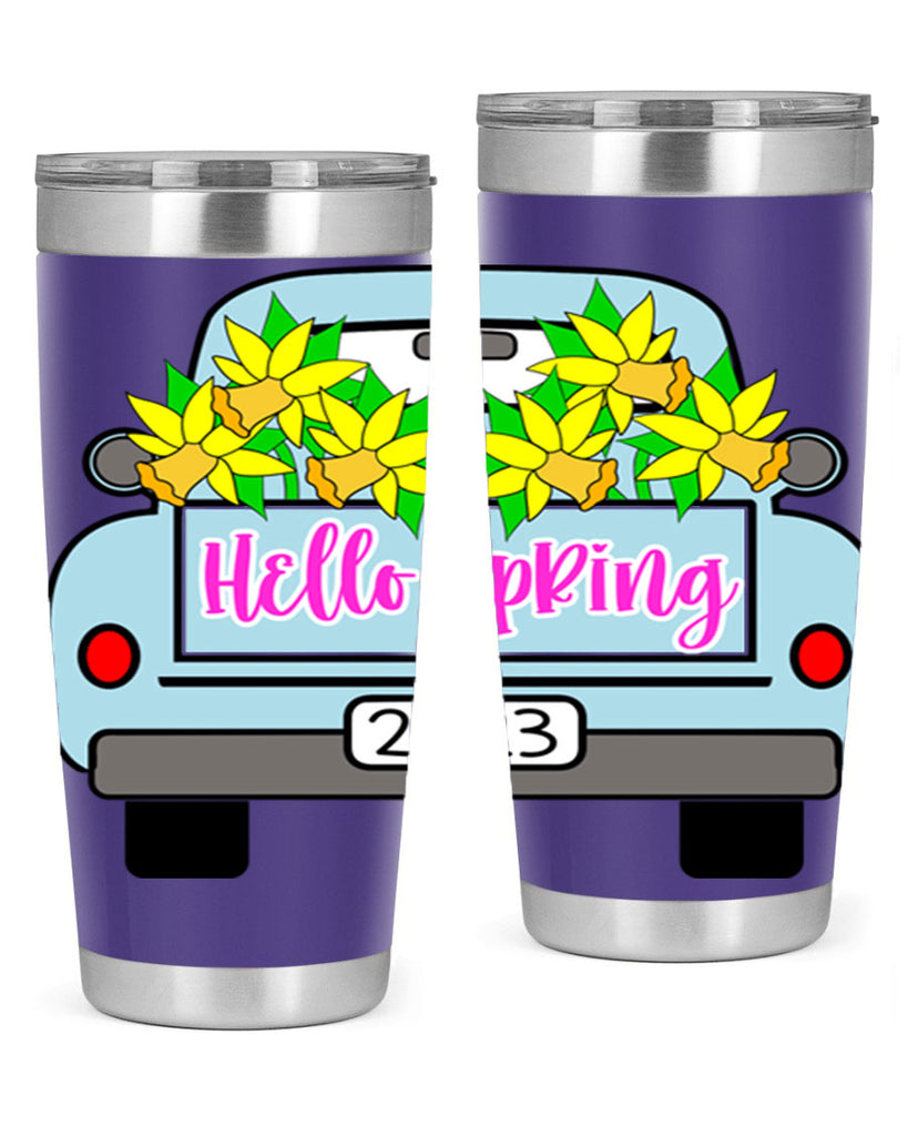 Hello Spring Farm truck with daffodils196#- spring- Tumbler