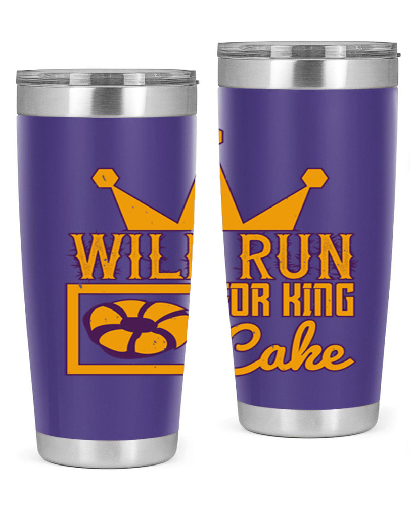 will run for king cake 28#- mardi gras- Tumbler