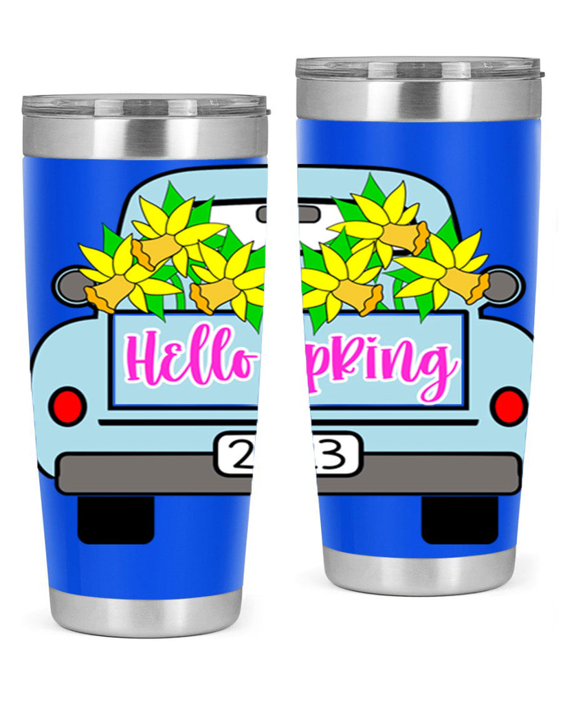 Hello Spring Farm truck with daffodils196#- spring- Tumbler