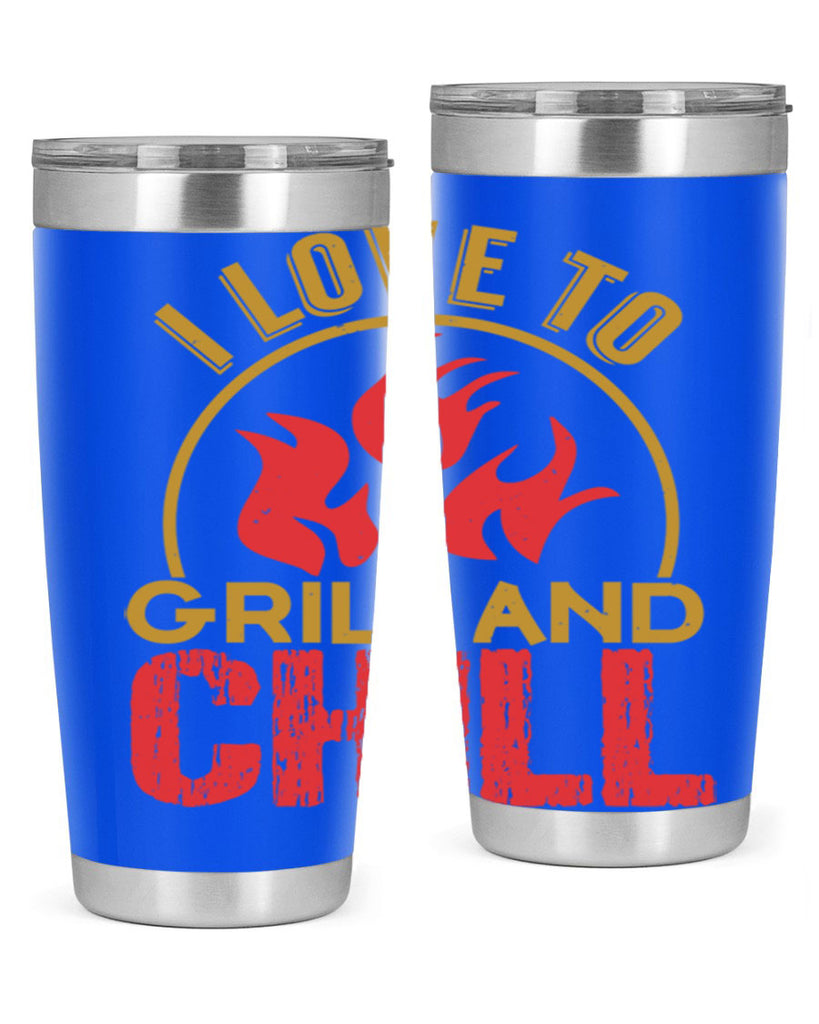 i love to grill and chill 38#- bbq- Tumbler
