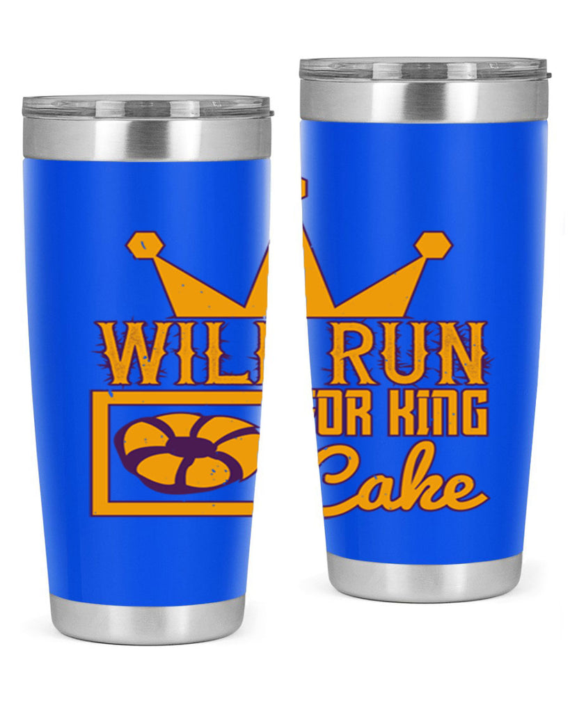 will run for king cake 28#- mardi gras- Tumbler