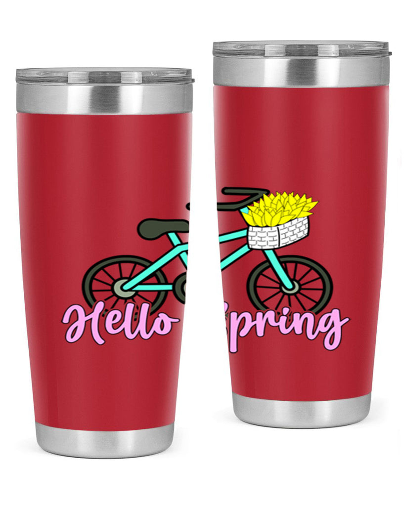 Hello Spring Bicycle with flowers189#- spring- Tumbler