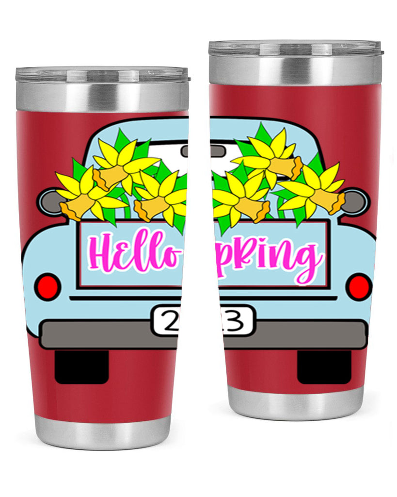 Hello Spring Farm truck with daffodils196#- spring- Tumbler