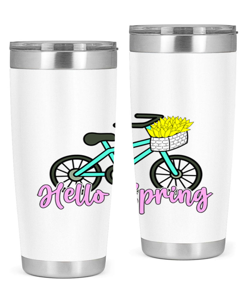 Hello Spring Bicycle with flowers189#- spring- Tumbler