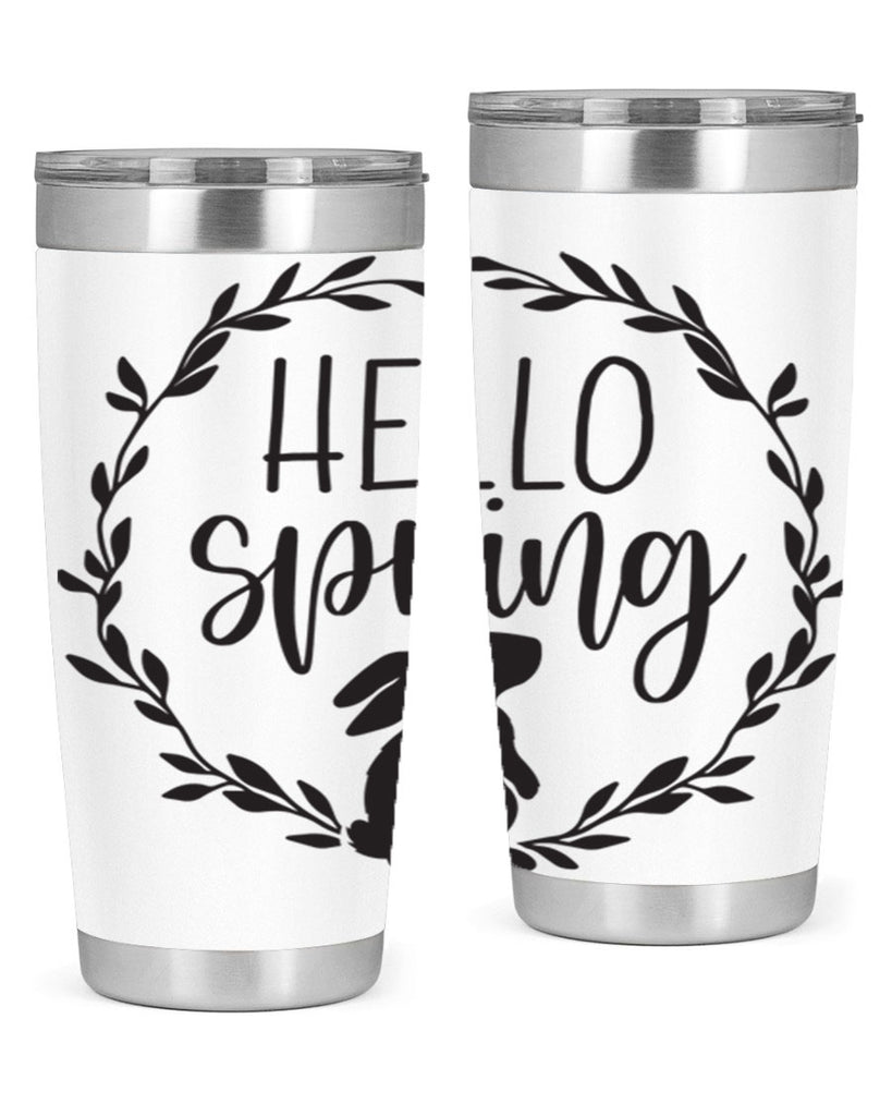 Hello Spring Bunny Wreath192#- spring- Tumbler