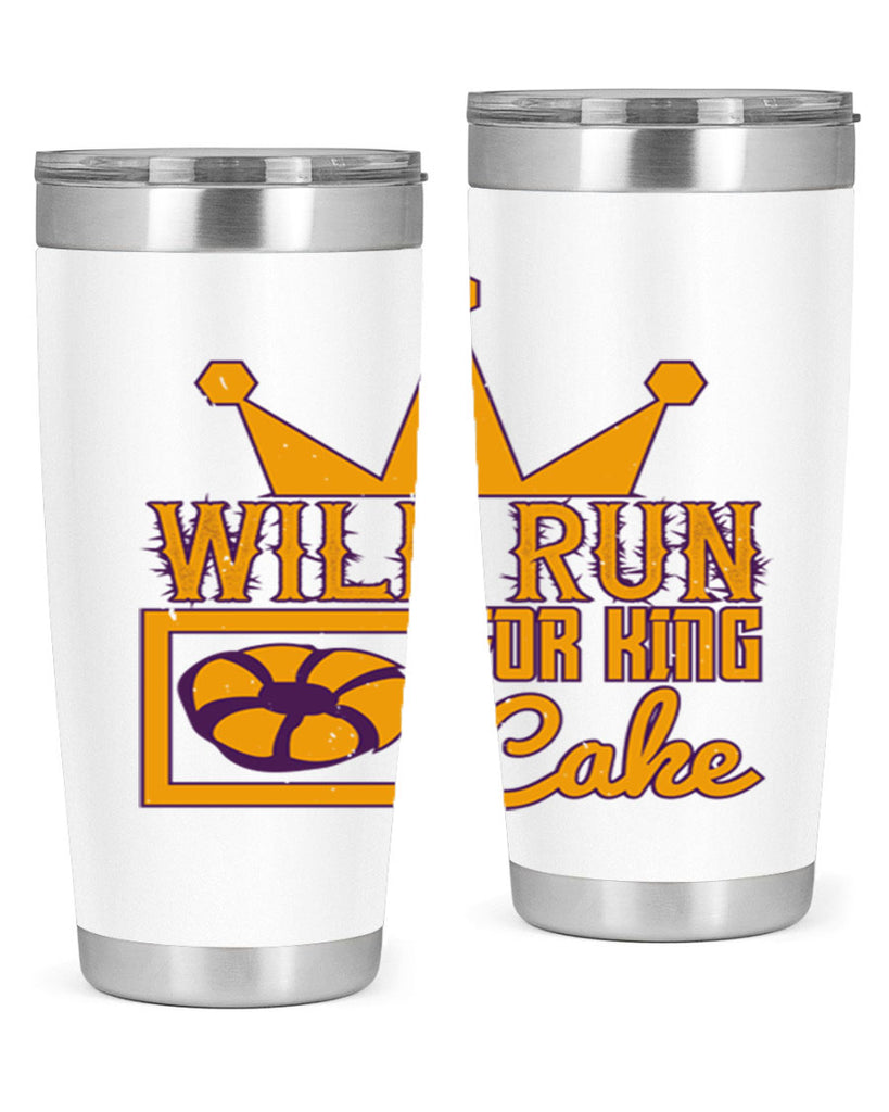 will run for king cake 28#- mardi gras- Tumbler