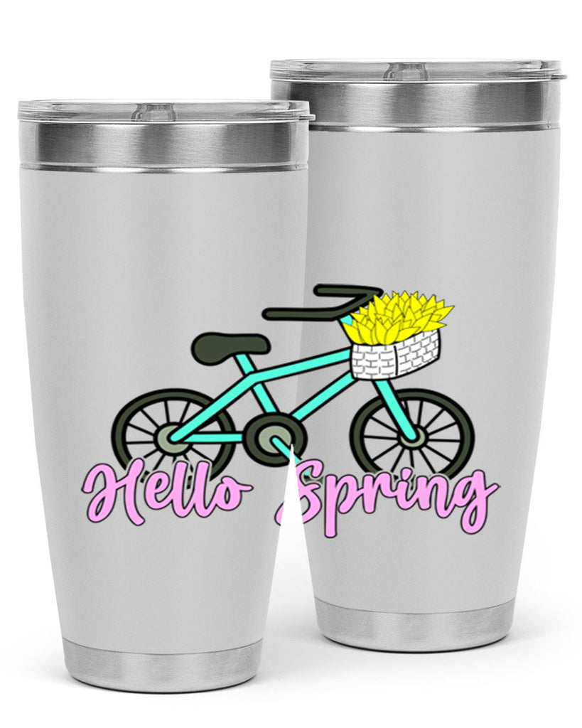 Hello Spring Bicycle with flowers189#- spring- Tumbler