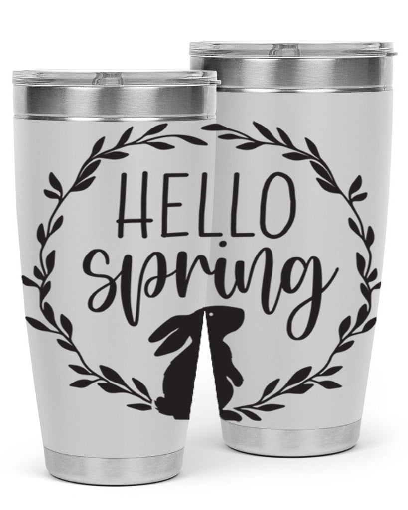 Hello Spring Bunny Wreath192#- spring- Tumbler