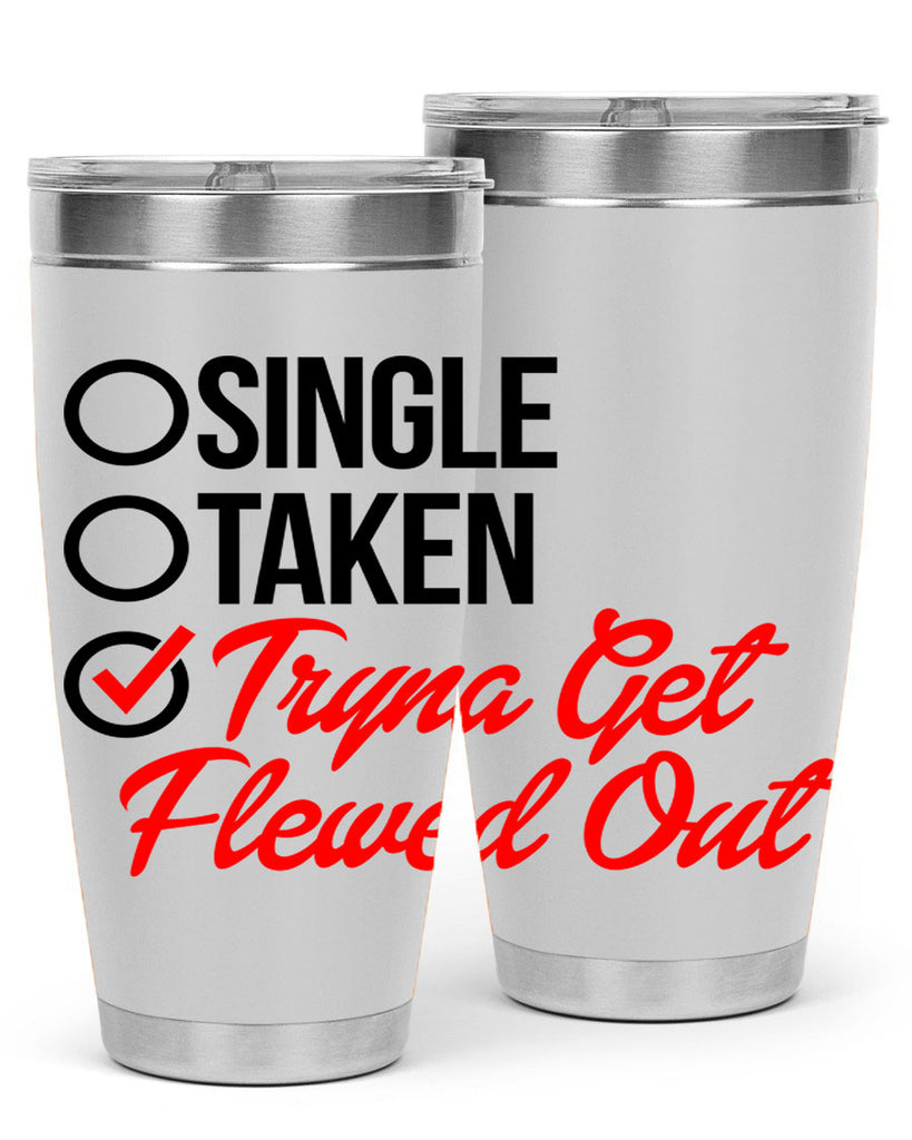 single taken tryna get flewed out 36#- black words phrases- Cotton Tank