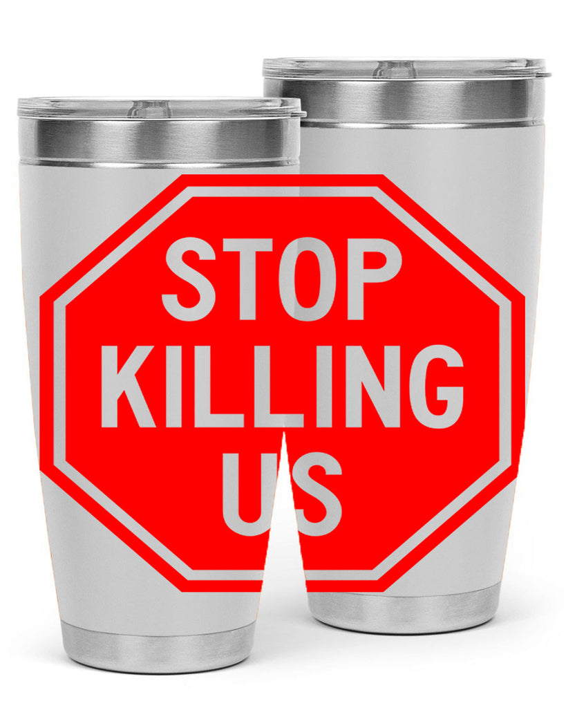 stop killing us 25#- black words phrases- Cotton Tank