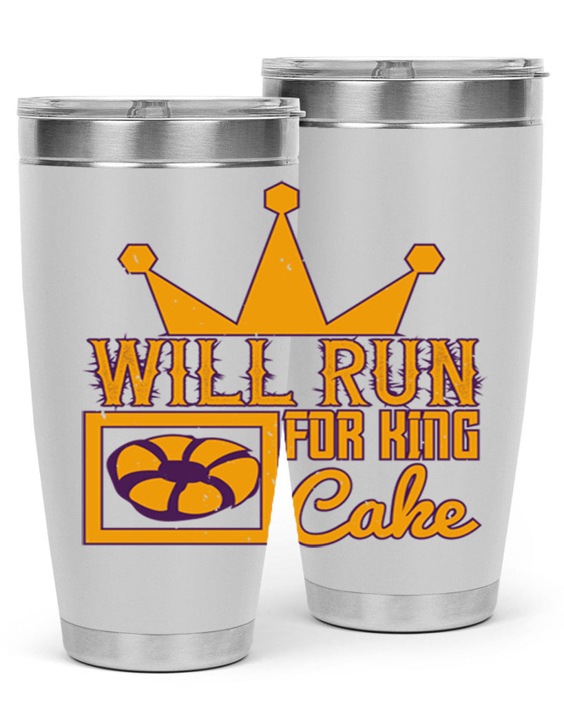 will run for king cake 28#- mardi gras- Tumbler