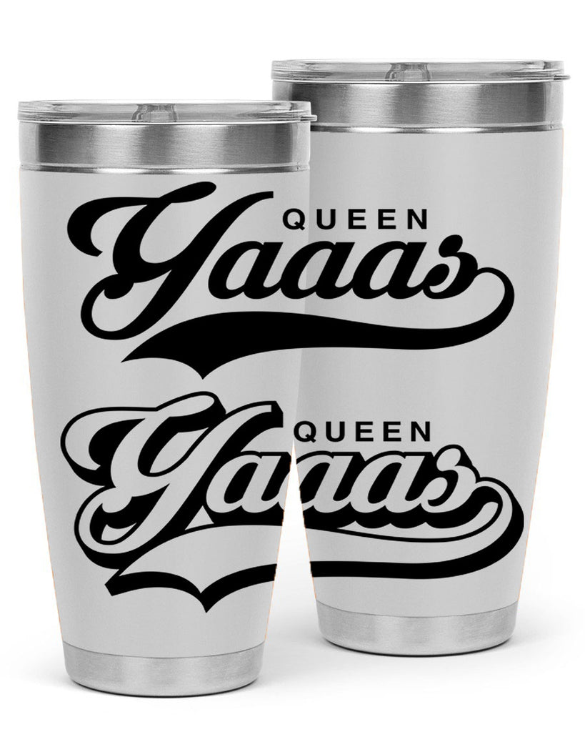 yaaas queen script 5#- black words phrases- Cotton Tank