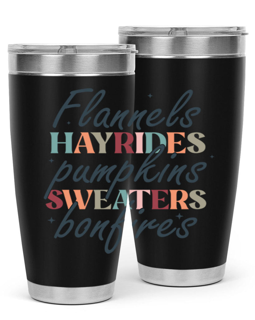 Flannels Hayrides Pumpkins Sweaters Bonfires 184#- fall- Tumbler