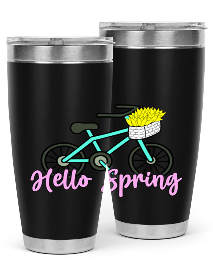 Hello Spring Bicycle with flowers189#- spring- Tumbler