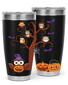 Owl With Pumpkin Halloween Tree A TurtleRabbit 16#- owl- Tumblers