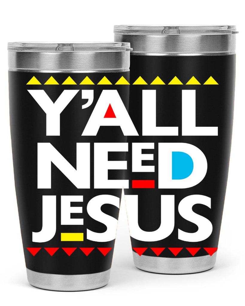 yall need jesus 4#- black words phrases- Cotton Tank
