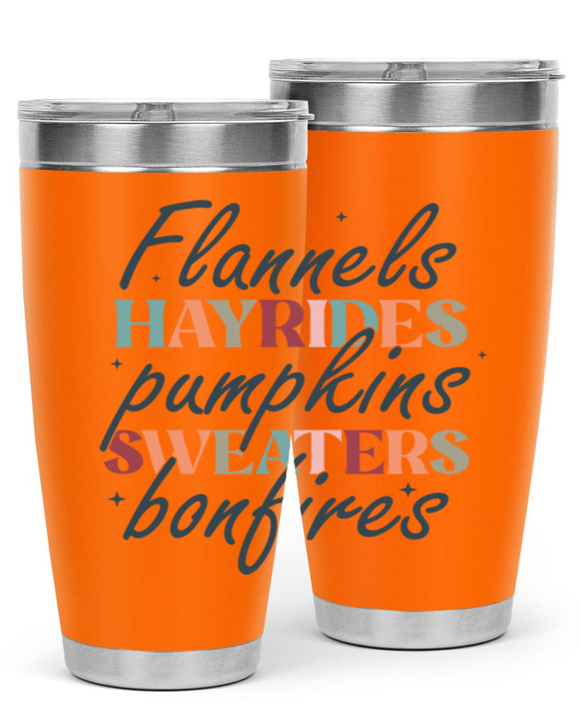 Flannels Hayrides Pumpkins Sweaters Bonfires 184#- fall- Tumbler