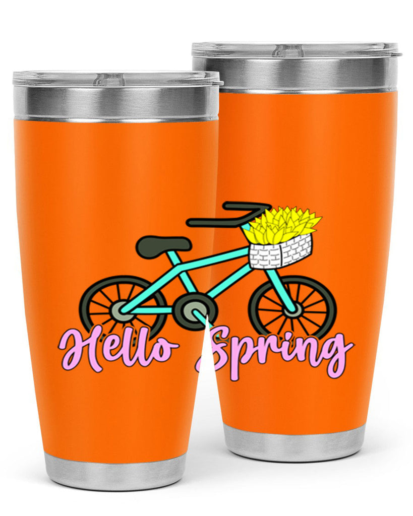 Hello Spring Bicycle with flowers189#- spring- Tumbler
