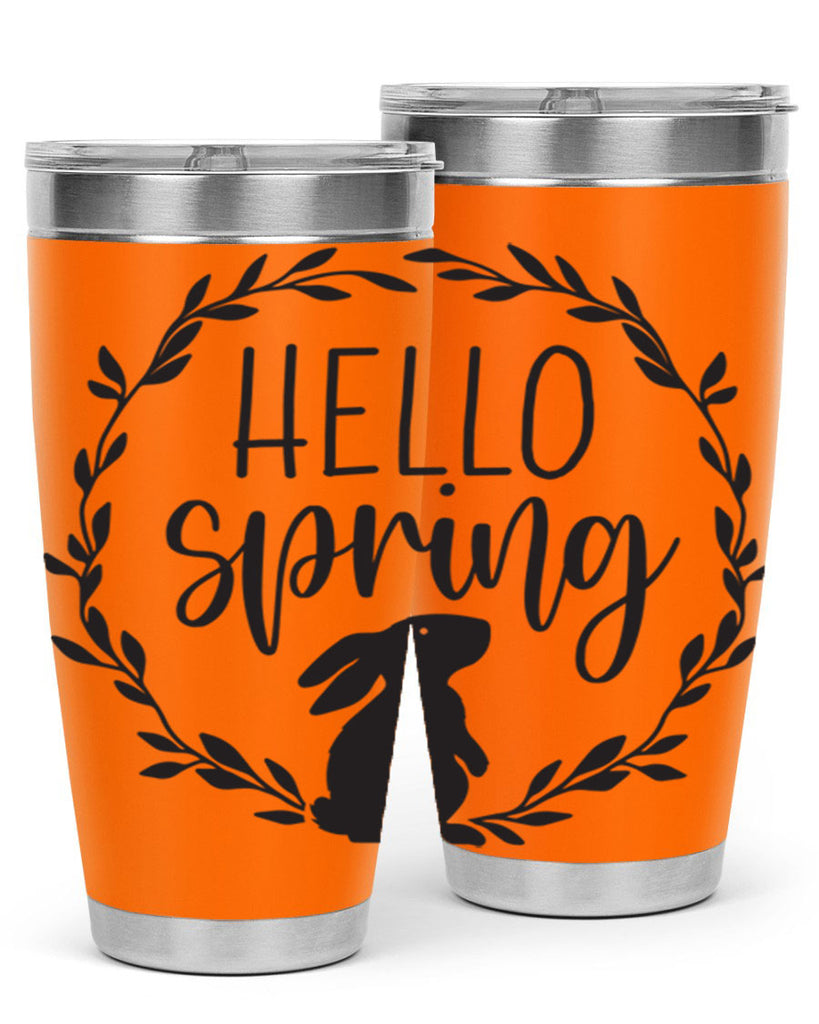 Hello Spring Bunny Wreath192#- spring- Tumbler