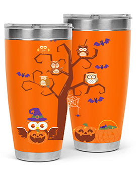 Owl With Pumpkin Halloween Tree A TurtleRabbit 16#- owl- Tumblers