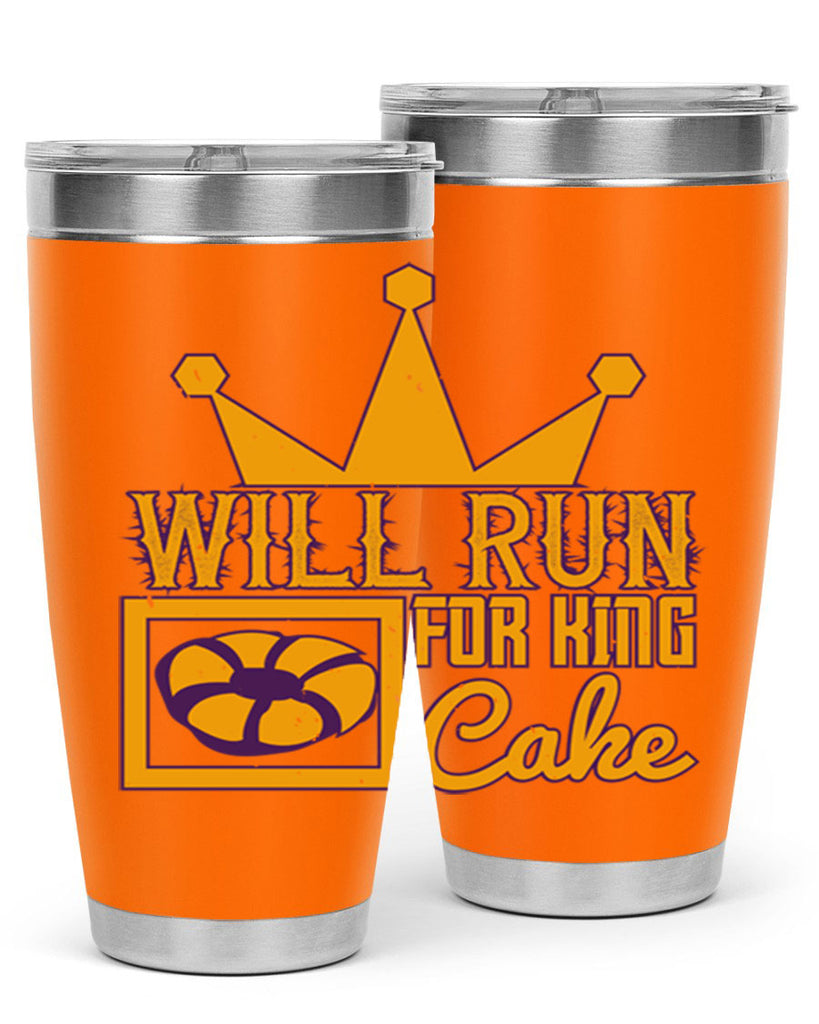 will run for king cake 28#- mardi gras- Tumbler