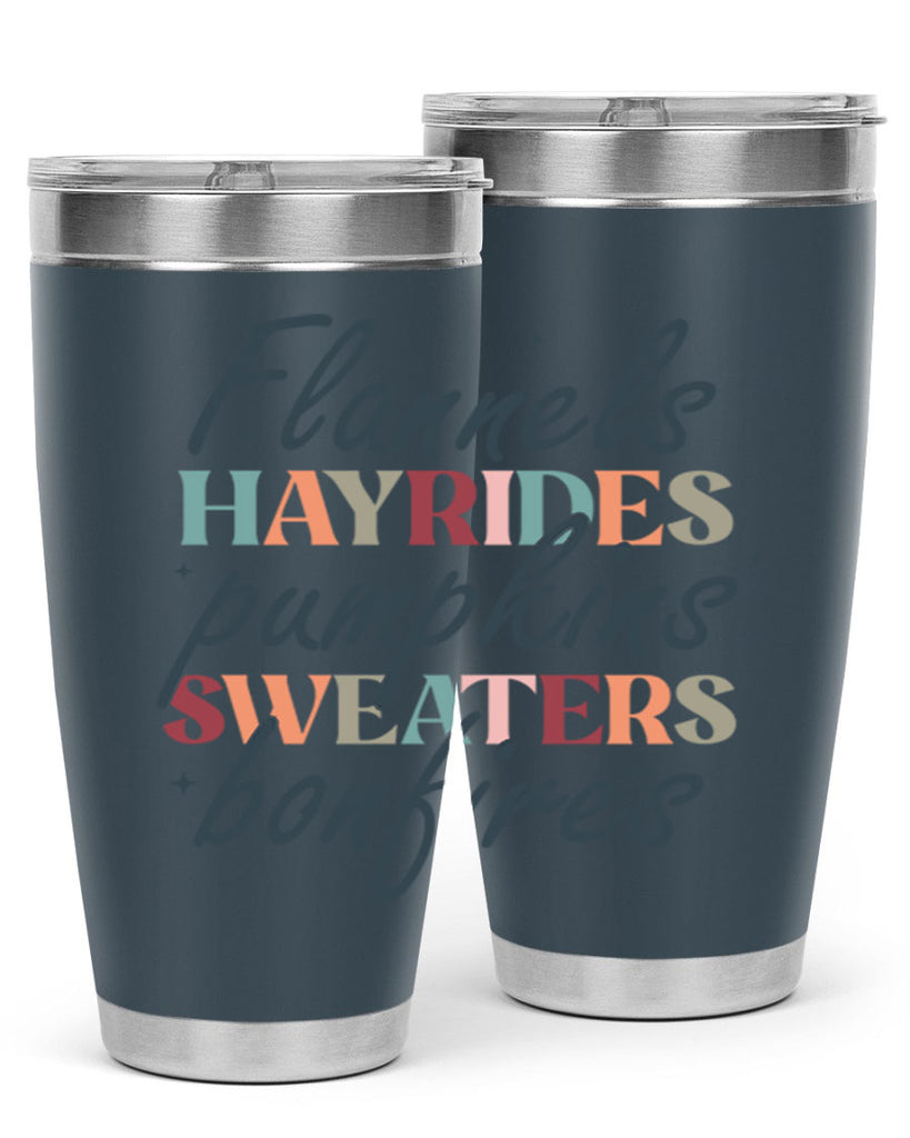 Flannels Hayrides Pumpkins Sweaters Bonfires 184#- fall- Tumbler
