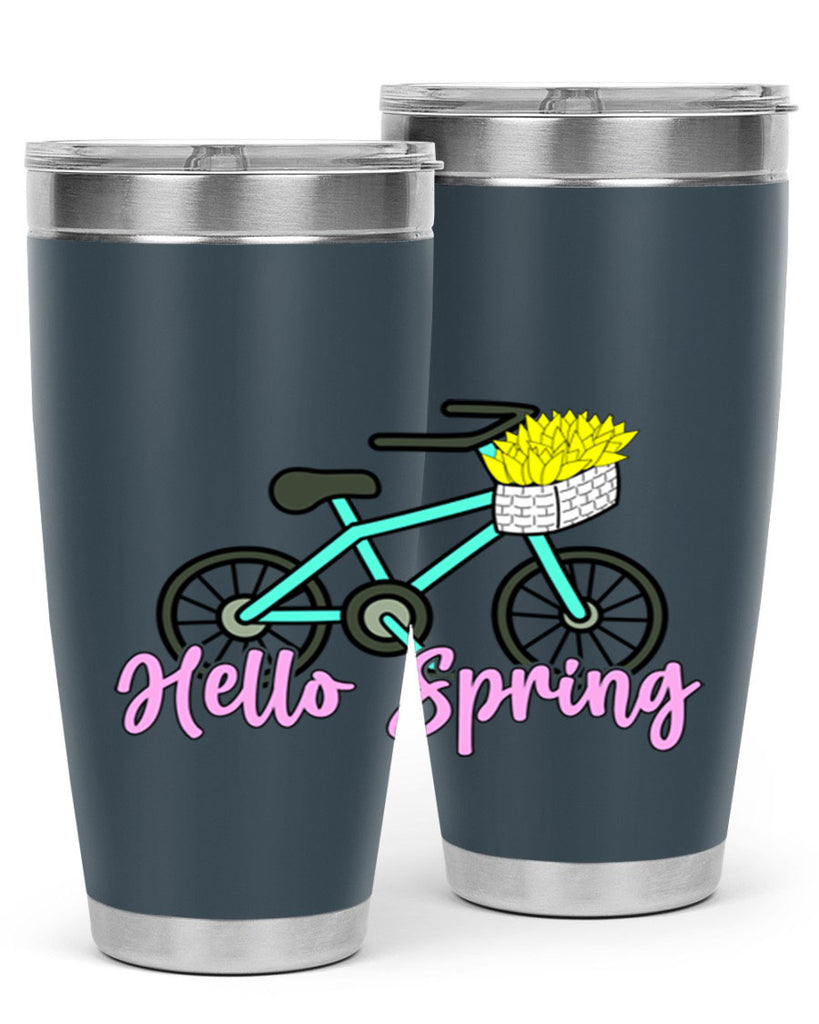 Hello Spring Bicycle with flowers189#- spring- Tumbler