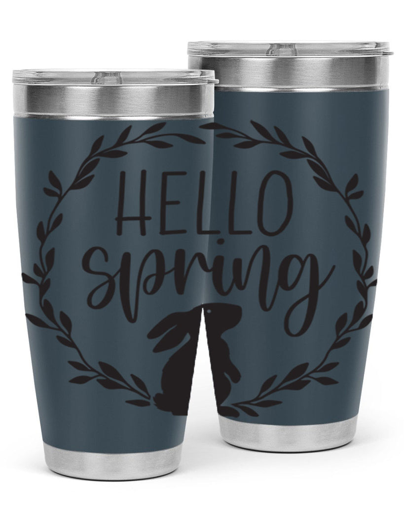 Hello Spring Bunny Wreath192#- spring- Tumbler
