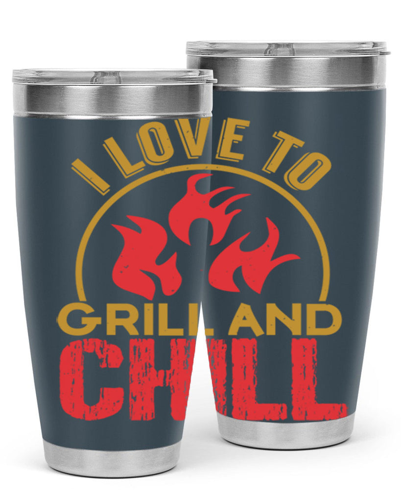 i love to grill and chill 38#- bbq- Tumbler