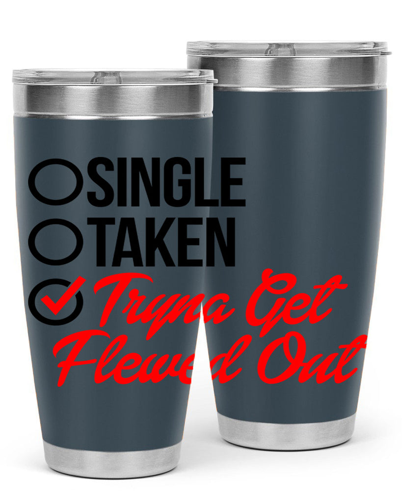 single taken tryna get flewed out 36#- black words phrases- Cotton Tank