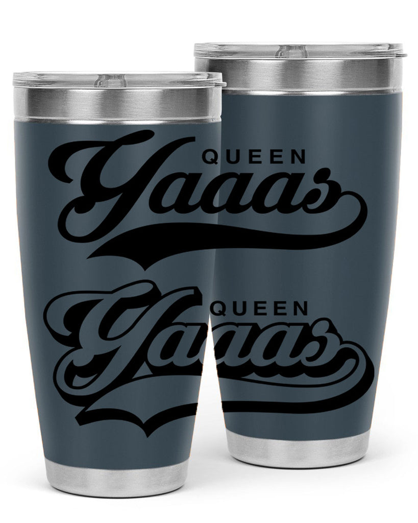 yaaas queen script 5#- black words phrases- Cotton Tank