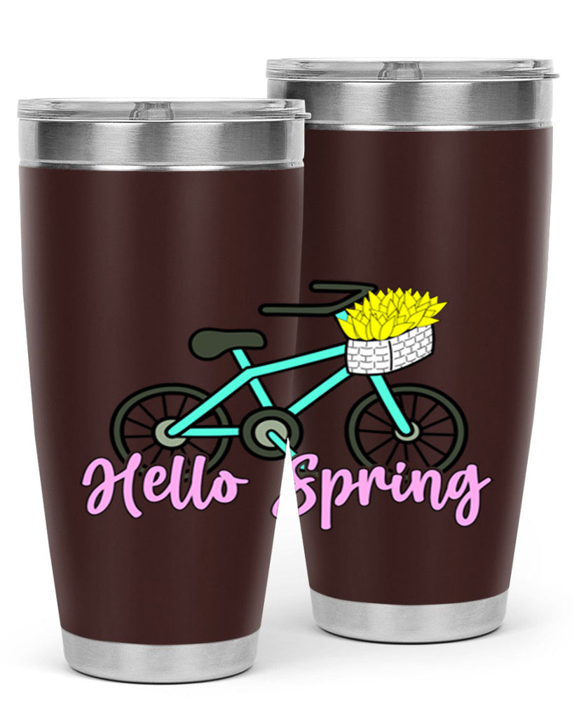 Hello Spring Bicycle with flowers189#- spring- Tumbler