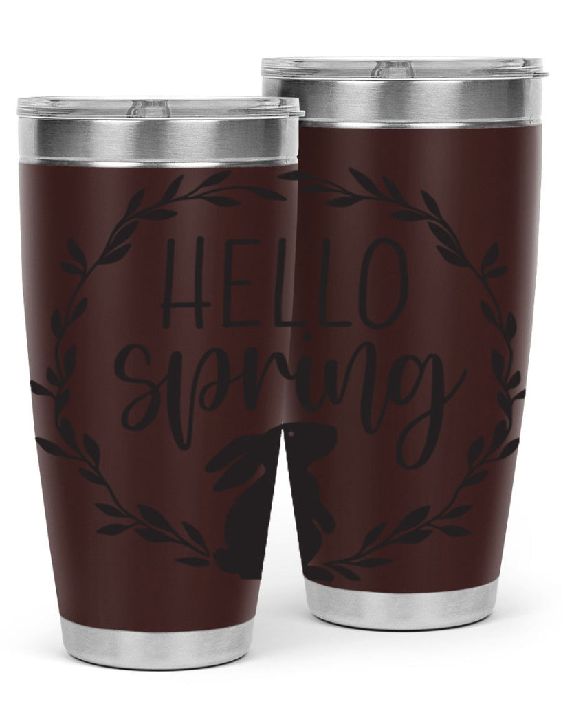 Hello Spring Bunny Wreath192#- spring- Tumbler
