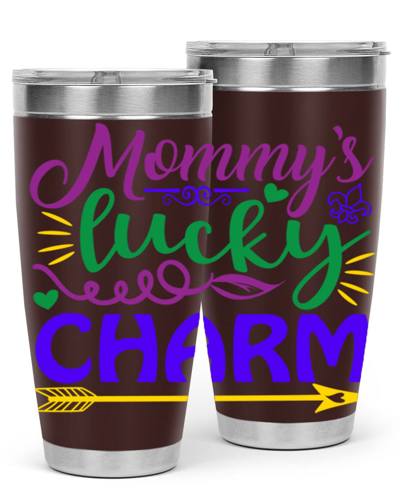 mommys lucky charm 6#- mardi gras- Tumbler