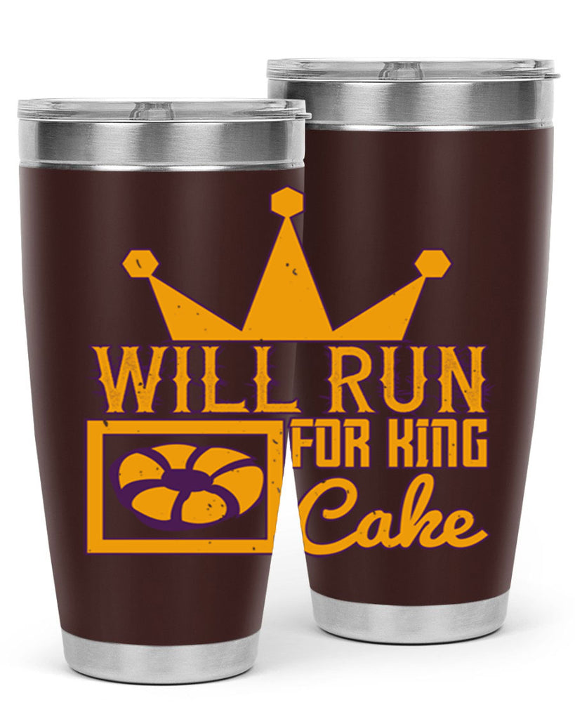 will run for king cake 28#- mardi gras- Tumbler