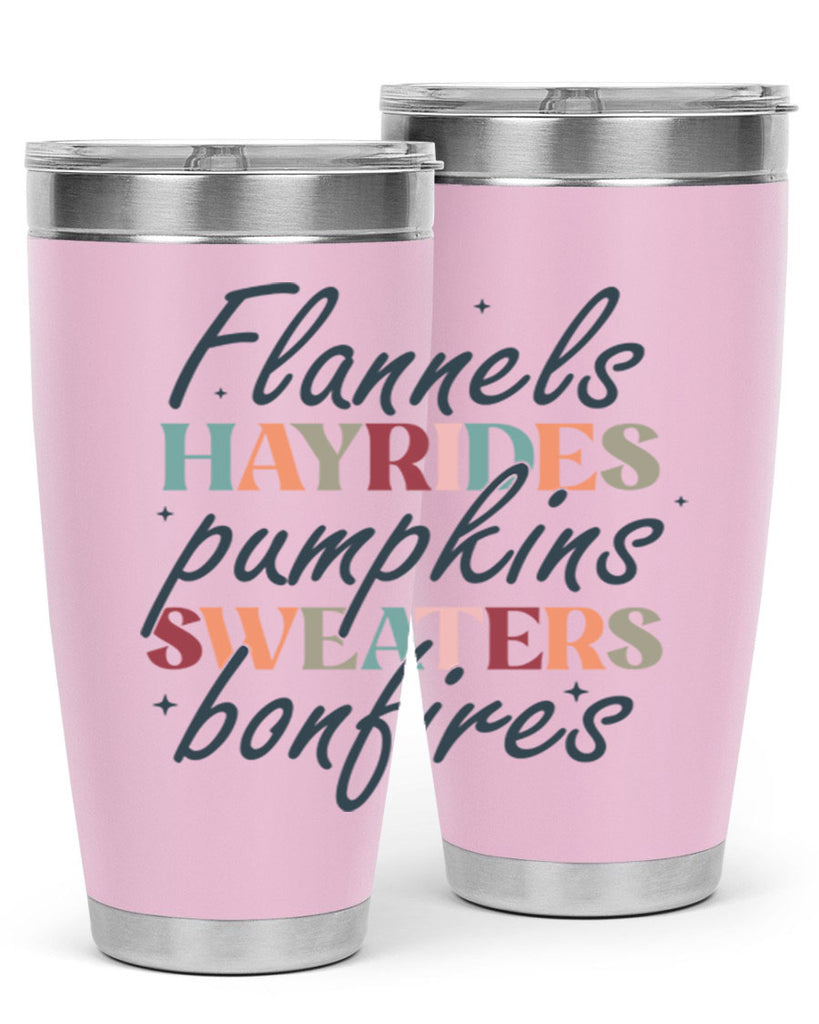 Flannels Hayrides Pumpkins Sweaters Bonfires 184#- fall- Tumbler